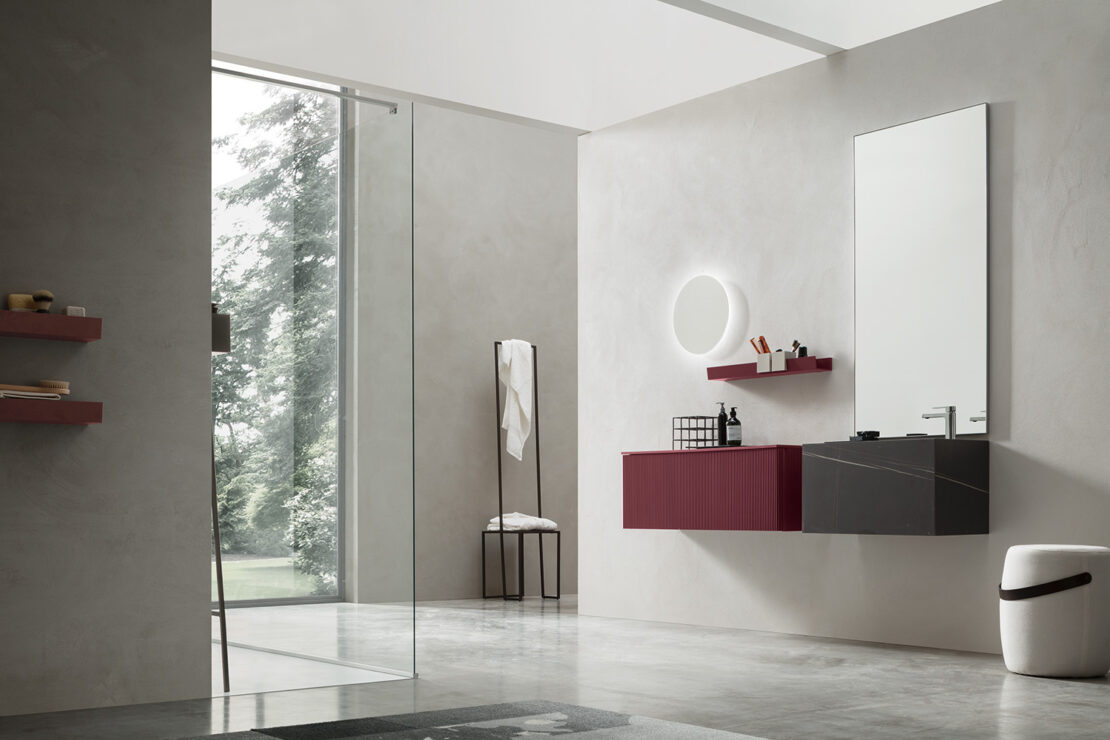 mobili bagno effetto marmo nero moderno
