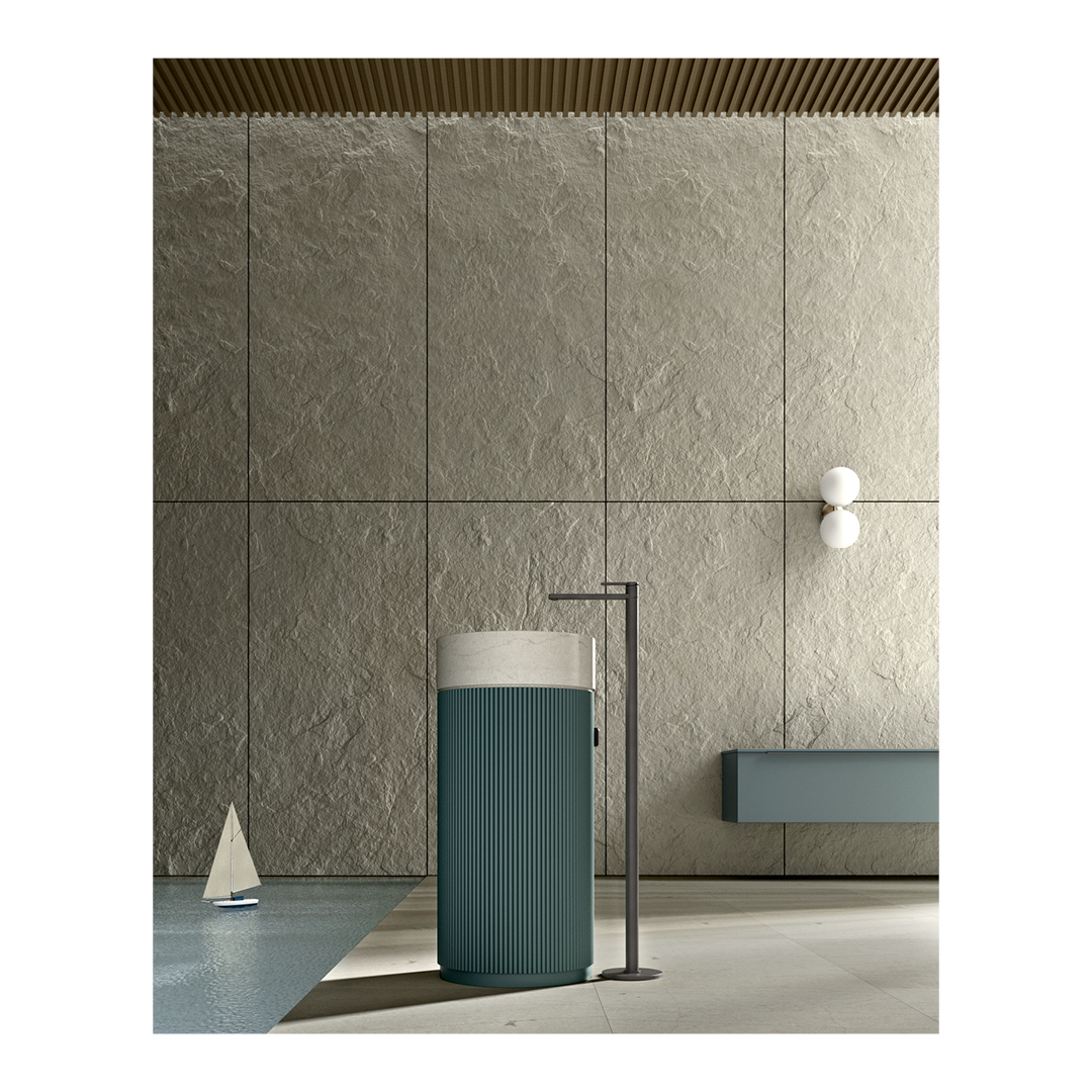 Uniko lavabo freestanding colorato in   versione Big con lavabo alto